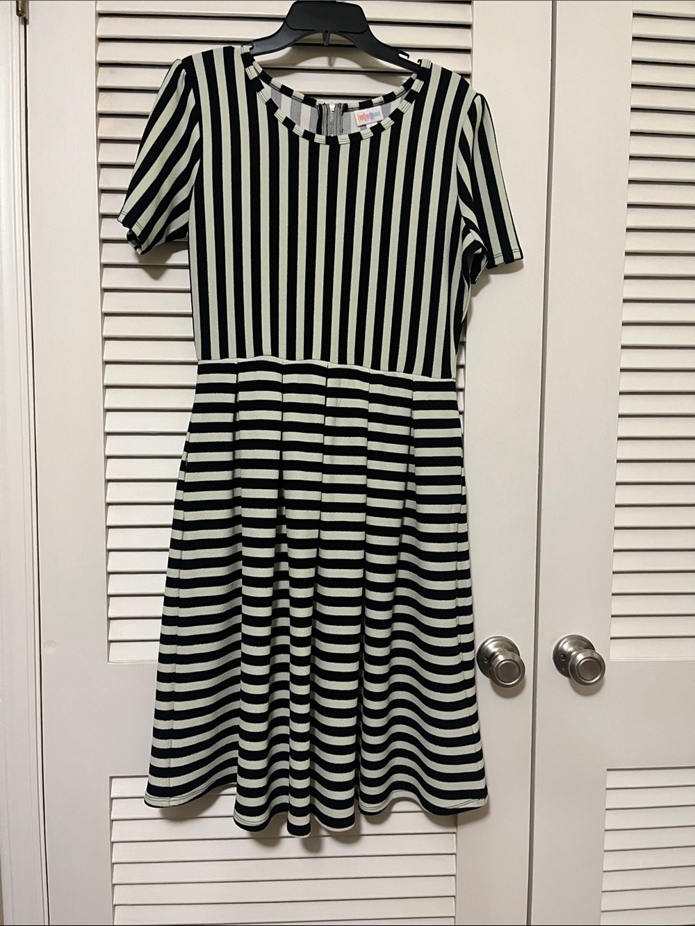 LuLaRoe Black & White Striped Fit-and-Flare Dress